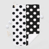 Zwart Wit Halve Kleur Split Inverse Polka Dots Golfhanddoek (Insitu)