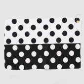 Zwart Wit Halve Kleur Split Inverse Polka Dots Golfhanddoek (Horizontaal)