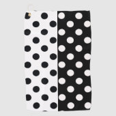Zwart Wit Halve Kleur Split Inverse Polka Dots Golfhanddoek (Voorkant)