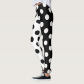 Zwart Wit Halve Kleur Split Inverse Polka Dots Leggings (Links)