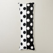 Zwart Wit Halve Kleur Split Inverse Polka Dots Lichaamskussen (Voorkant Verticaal)