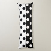 Zwart Wit Halve Kleur Split Inverse Polka Dots Lichaamskussen (Achterkant (Verticaal))