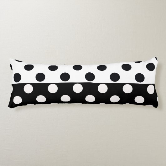 Zwart Wit Halve Kleur Split Inverse Polka Dots Lichaamskussen (Voorkant)