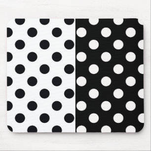 Zwart Wit Halve Kleur Split Inverse Polka Dots Muismat