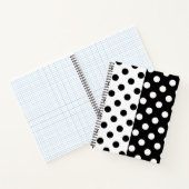 Zwart Wit Halve Kleur Split Inverse Polka Dots Notitieboek (Binnen)