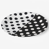 Zwart Wit Halve Kleur Split Inverse Polka Dots Papieren Bordje (Gekanteld)