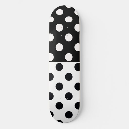 Zwart Wit Halve Kleur Split Inverse Polka Dots Persoonlijk Skateboard (Voorkant)