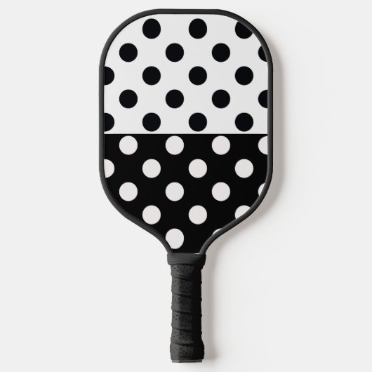 Zwart Wit Halve Kleur Split Inverse Polka Dots Pickleball Paddle (Voorkant)