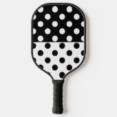 Zwart Wit Halve Kleur Split Inverse Polka Dots Pickleball Paddle (Achterkant)