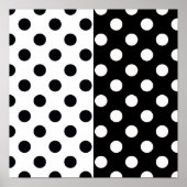 Zwart Wit Halve Kleur Split Inverse Polka Dots Poster (Voorkant)