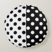Zwart Wit Halve Kleur Split Inverse Polka Dots Rond Kussen (Achterkant)