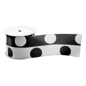 Zwart Wit Halve Kleur Split Inverse Polka Dots Satijnen Lint (Spoel)