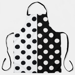 Zwart Wit Halve Kleur Split Inverse Polka Dots Schort