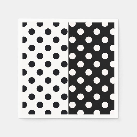Zwart Wit Halve Kleur Split Inverse Polka Dots Servet (Voorkant)