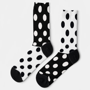 Zwart Wit Halve Kleur Split Inverse Polka Dots Sokken