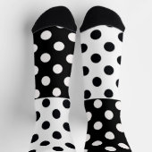 Zwart Wit Halve Kleur Split Inverse Polka Dots Sokken (Top)