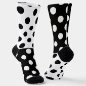 Zwart Wit Halve Kleur Split Inverse Polka Dots Sokken (Gebogen)