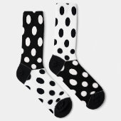Zwart Wit Halve Kleur Split Inverse Polka Dots Sokken (Rechts)