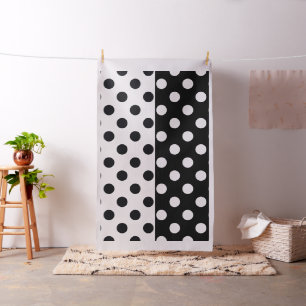 Zwart Wit Halve Kleur Split Inverse Polka Dots Stof