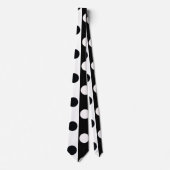 Zwart Wit Halve Kleur Split Inverse Polka Dots Stropdas (Voorkant)