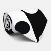 Zwart Wit Halve Kleur Split Inverse Polka Dots Stropdas (Opgerold)