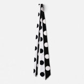 Zwart Wit Halve Kleur Split Inverse Polka Dots Stropdas (Achterkant)