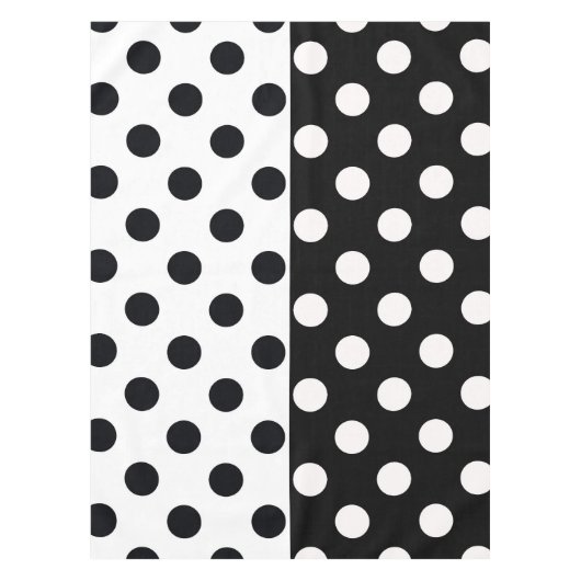 Zwart Wit Halve Kleur Split Inverse Polka Dots Tafelkleed (Voorkant)