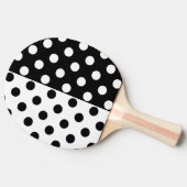 Zwart Wit Halve Kleur Split Inverse Polka Dots Tafeltennisbatje (Zijkant)