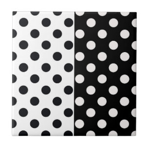 Zwart Wit Halve Kleur Split Inverse Polka Dots Tegeltje