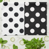 Zwart Wit Halve Kleur Split Inverse Polka Dots Theedoek (Gevouwen)