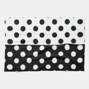 Zwart Wit Halve Kleur Split Inverse Polka Dots Theedoek