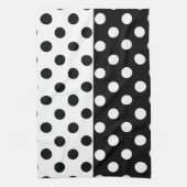 Zwart Wit Halve Kleur Split Inverse Polka Dots Theedoek (Verticaal)