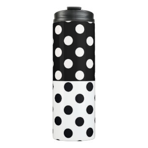 Zwart Wit Halve Kleur Split Inverse Polka Dots Thermosbeker