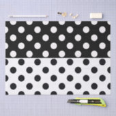 Zwart Wit Halve Kleur Split Inverse Polka Dots Tissuepapier (Craft)