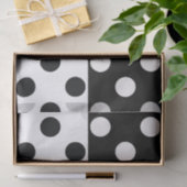 Zwart Wit Halve Kleur Split Inverse Polka Dots Tissuepapier (Geschenk)