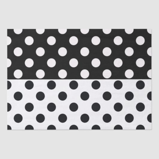 Zwart Wit Halve Kleur Split Inverse Polka Dots Tissuepapier (Voorkant)