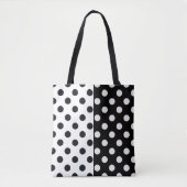 Zwart Wit Halve Kleur Split Inverse Polka Dots Tote Bag (Voorkant)