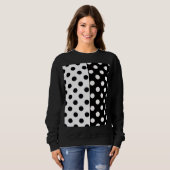 Zwart Wit Halve Kleur Split Inverse Polka Dots Trui (Voorkant volledig)