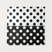 Zwart Wit Halve Kleur Split Inverse Polka Dots Wandkleed (Voorkant (horizontaal))