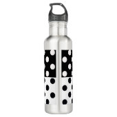 Zwart Wit Halve Kleur Split Inverse Polka Dots Waterfles (Achterkant)