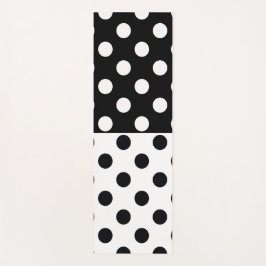 Zwart Wit Halve Kleur Split Inverse Polka Dots Yogamat