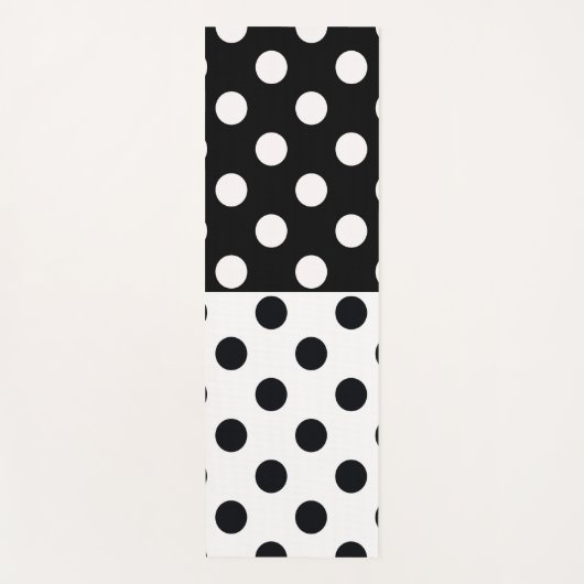 Zwart Wit Halve Kleur Split Inverse Polka Dots Yogamat (Voorkant)