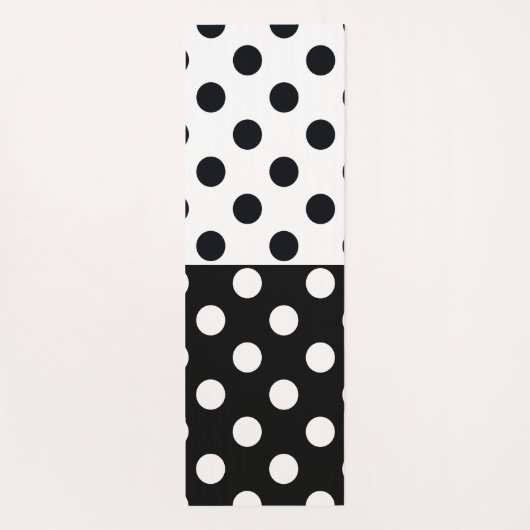 Zwart Wit Halve Kleur Split Inverse Polka Dots Yogamat (Achterkant)