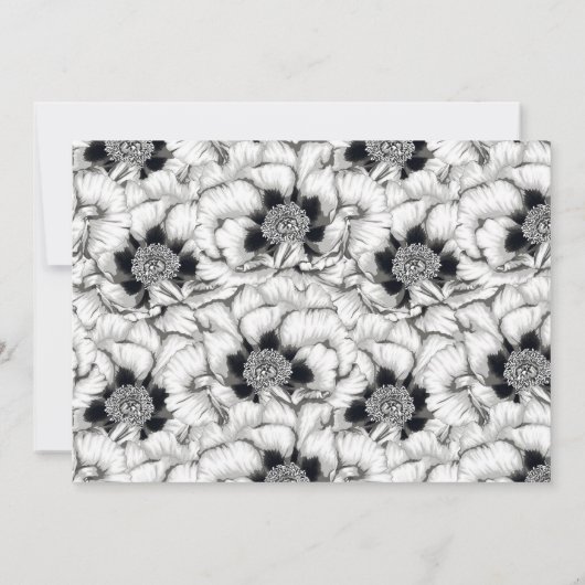 Zwart & Wit Hand Getekend Bloemmotief - Bewaar de Save The Date (Achterkant)