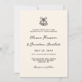 Zwart-wit Hand getekend Quirky Wedding Kaart (Voorkant)