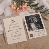 Zwart-wit Hand getekend Quirky Wedding Kaart