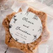 Zwart-wit Hand getekend Quirky Wedding Ronde Sticker