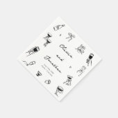 Zwart-wit Hand getekend Quirky Wedding Servet (Hoek)