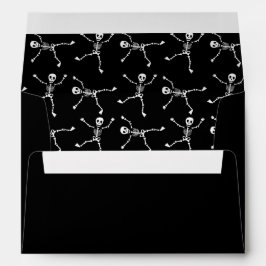 Zwart & Wit Hand Getekend Skelet Gelukkig Hallowee Envelop