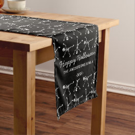 Zwart & Wit Hand Getekend Skelet Halloween  Korte Tafelloper